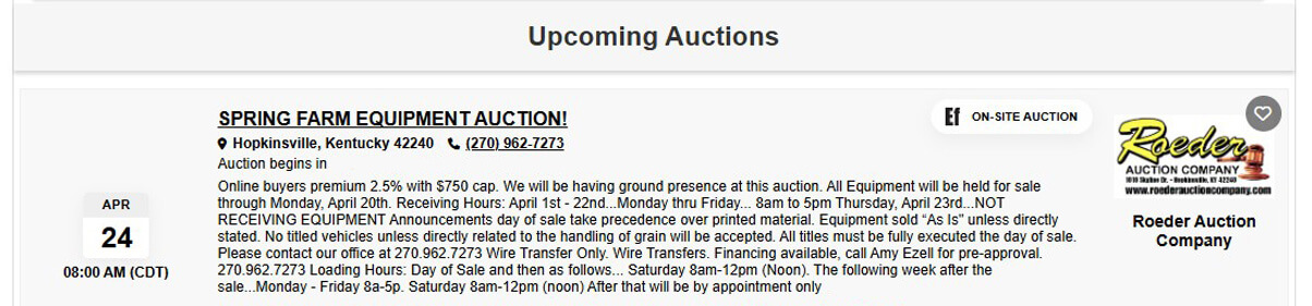 spring auction postcard